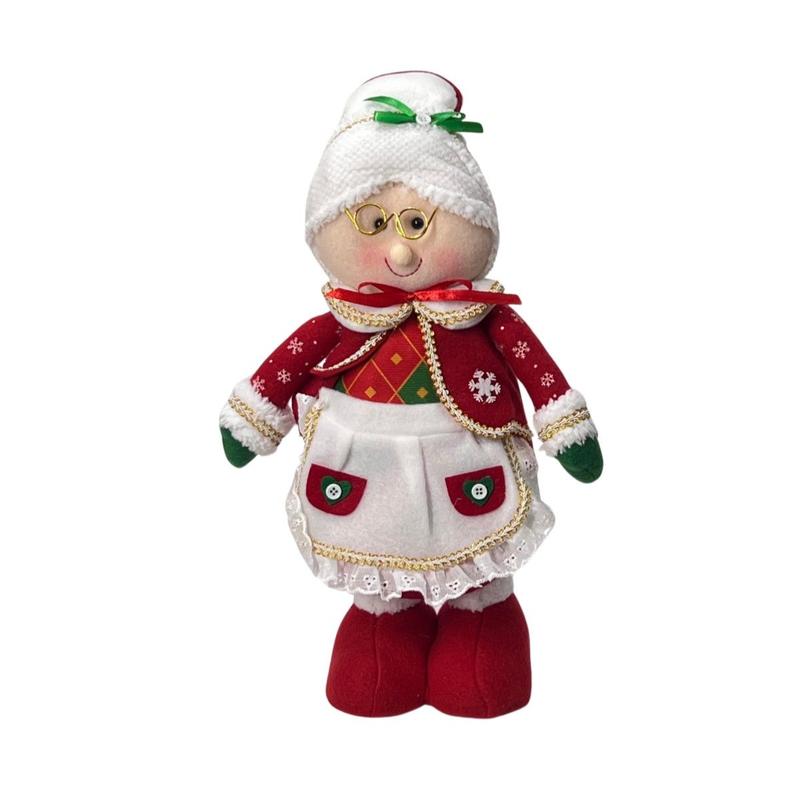 Mamãe Noel de Óculos e Avental em Pé 38cm Decoração Natalina Tok